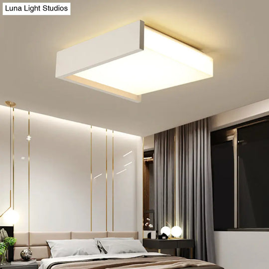 Modern Square Led Ceiling Light With Acrylic Shade - White Bedroom Flush Mount / 16 Warm