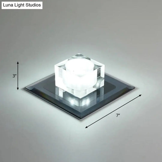 Modern Square Led Crystal Flushmount Ceiling Light Fixture For Entryways Black / White