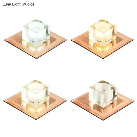 Modern Square Led Crystal Flushmount Ceiling Light Fixture For Entryways