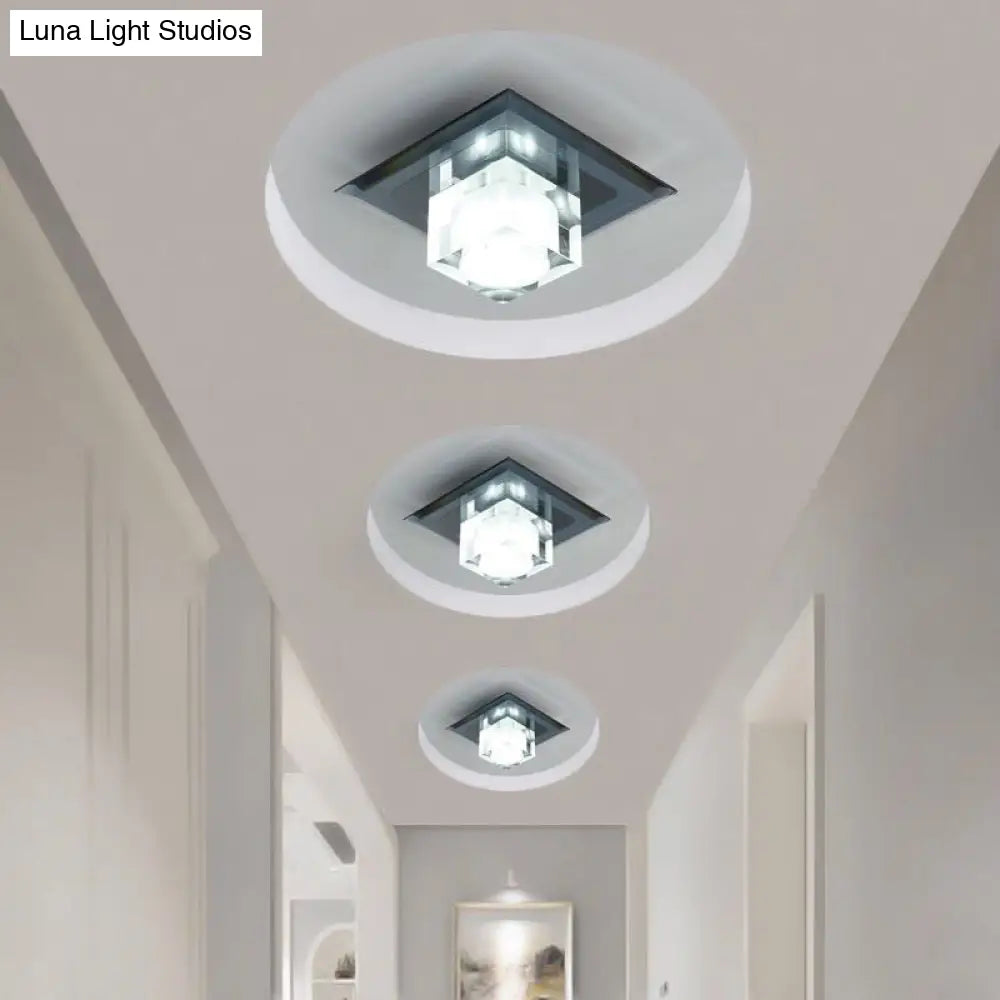 Modern Square Led Crystal Flushmount Ceiling Light Fixture For Entryways