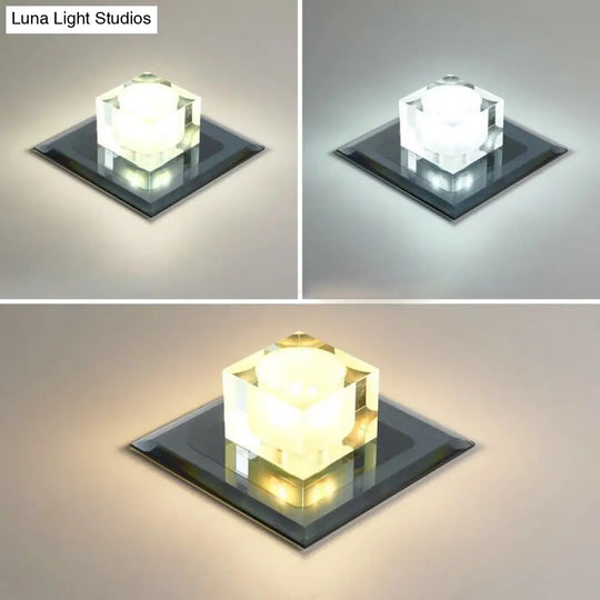 Modern Square Led Crystal Flushmount Ceiling Light Fixture For Entryways Black / Third Gear