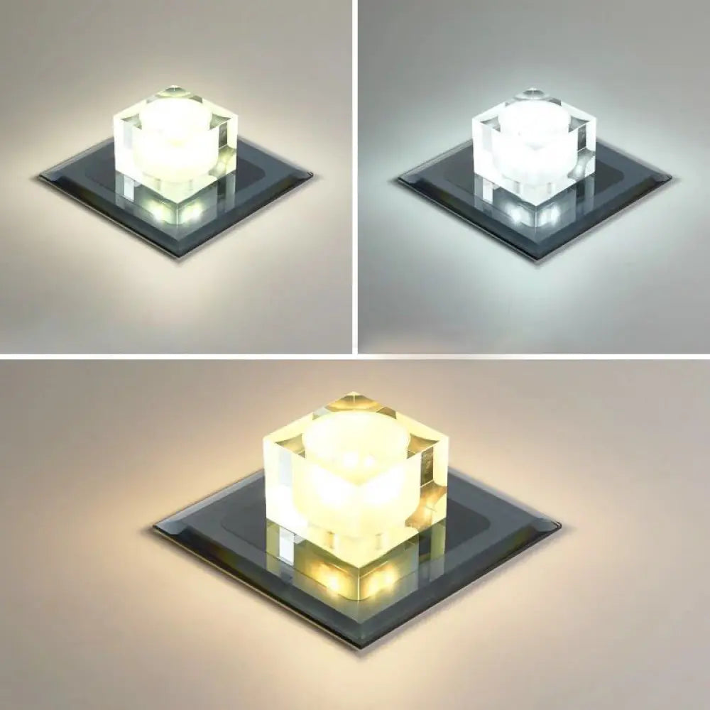 Modern Square Led Crystal Flushmount Ceiling Light Fixture For Entryways Black / Third Gear