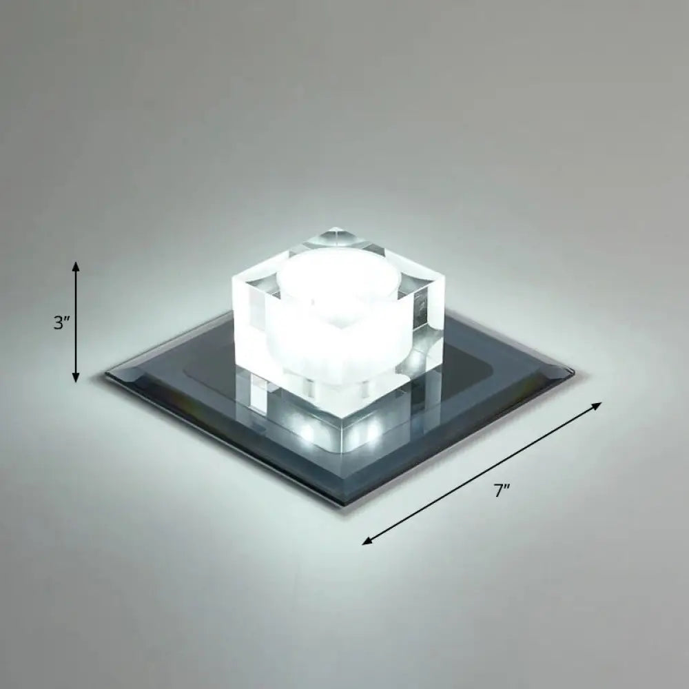 Modern Square Led Crystal Flushmount Ceiling Light Fixture For Entryways Black / White