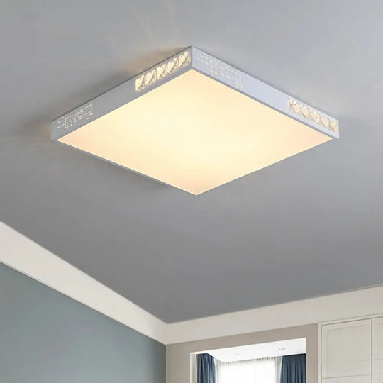 Modern Square Led Flush Mount Light In White - 16’/19.5’ Wide / 16’