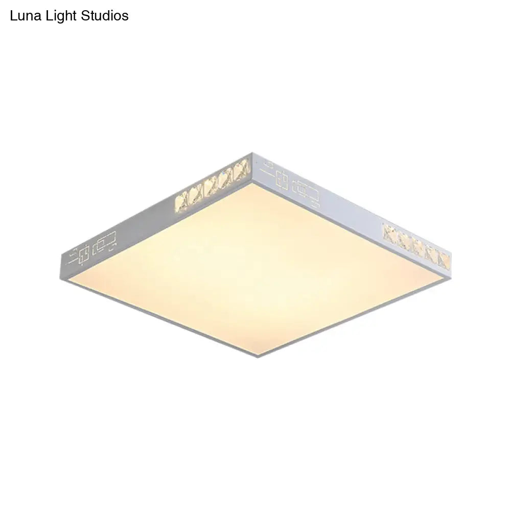 Modern Square Led Flush Mount Light In White - 16’/19.5’ Wide