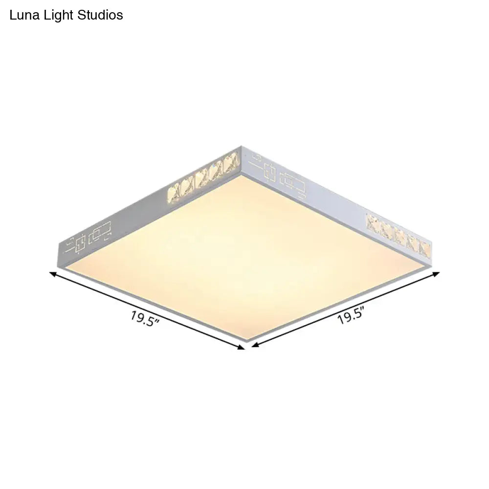 Modern Square Led Flush Mount Light In White - 16/19.5 Wide