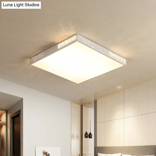 Modern Square Led Flush Mount Light In White - 16/19.5 Wide