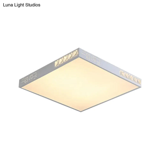 Modern Square Led Flush Mount Light In White - 16/19.5 Wide