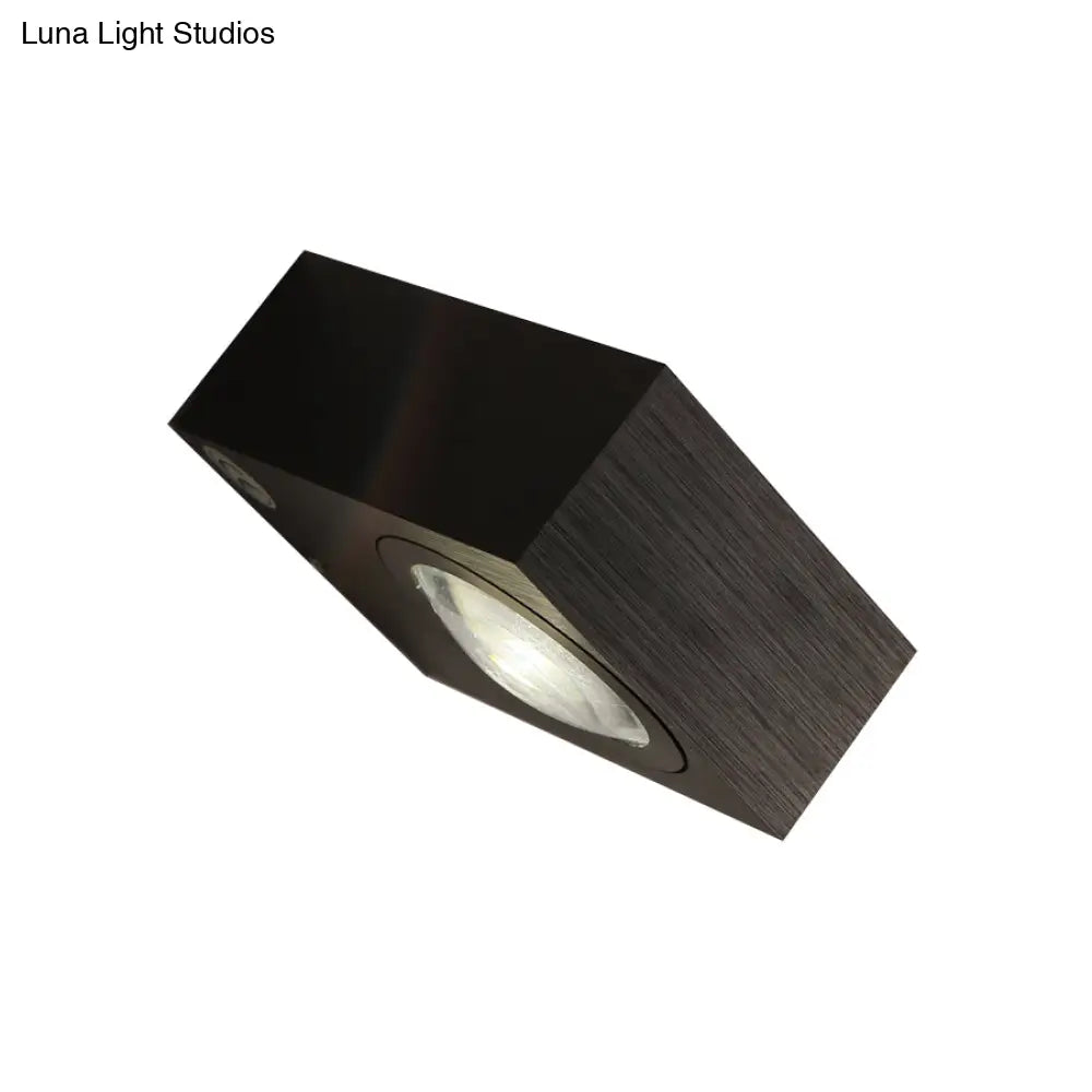 Modern Square Led Sconce Light Fixture For Bedroom Wall - Aluminum Warm/White Black/Silver