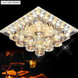 Modern Square Optic Crystal Led Flush Mount Ceiling Light Fixture For Aisle