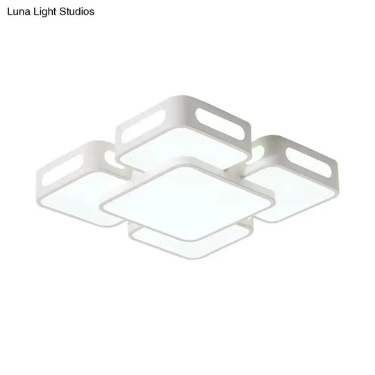 Modern Square/Rectangular Led Ceiling Lamp In White/3 Colors With Iron Block Flush Mount