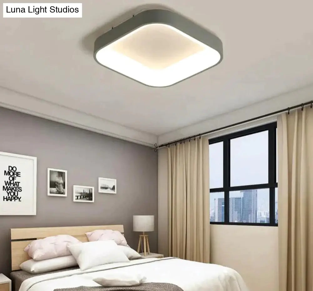 Modern Square/Round Ceiling Lights For Living Room Bedroom Dining White Color Frame Lamp Fixtures