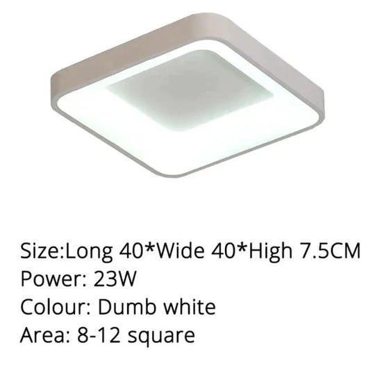 Modern Square/Round Ceiling Lights For Living Room Bedroom Dining White Color Frame Lamp Fixtures