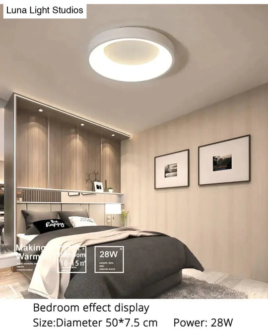 Modern Square/Round Ceiling Lights For Living Room Bedroom Dining White Color Frame Lamp Fixtures