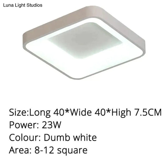 Modern Square/Round Ceiling Lights For Living Room Bedroom Dining White Color Frame Lamp Fixtures