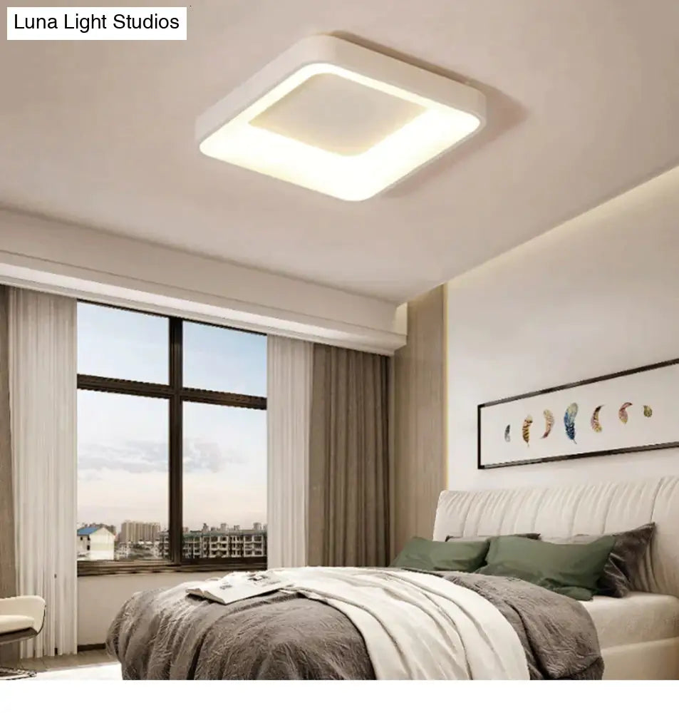 Modern Square/Round Ceiling Lights For Living Room Bedroom Dining White Color Frame Lamp Fixtures