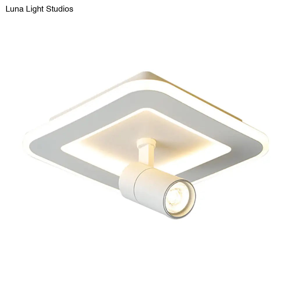 Modern Square/Round Flush Mount Led Acrylic Lamp In White/Black (White/Warm Light)