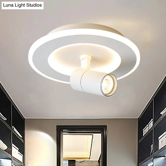 Modern Square/Round Flush Mount Led Acrylic Lamp In White/Black (White/Warm Light) White / Round