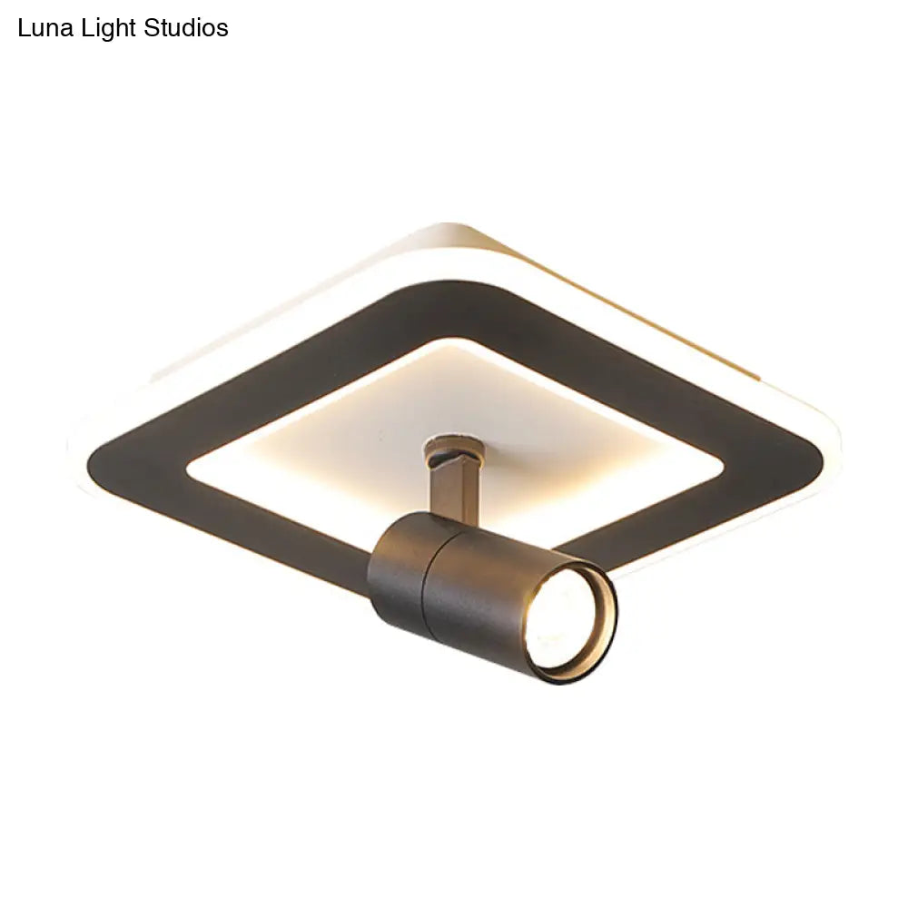 Modern Square/Round Flush Mount Led Acrylic Lamp In White/Black (White/Warm Light)