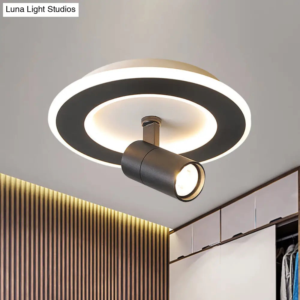 Modern Square/Round Flush Mount Led Acrylic Lamp In White/Black (White/Warm Light) Black / Warm