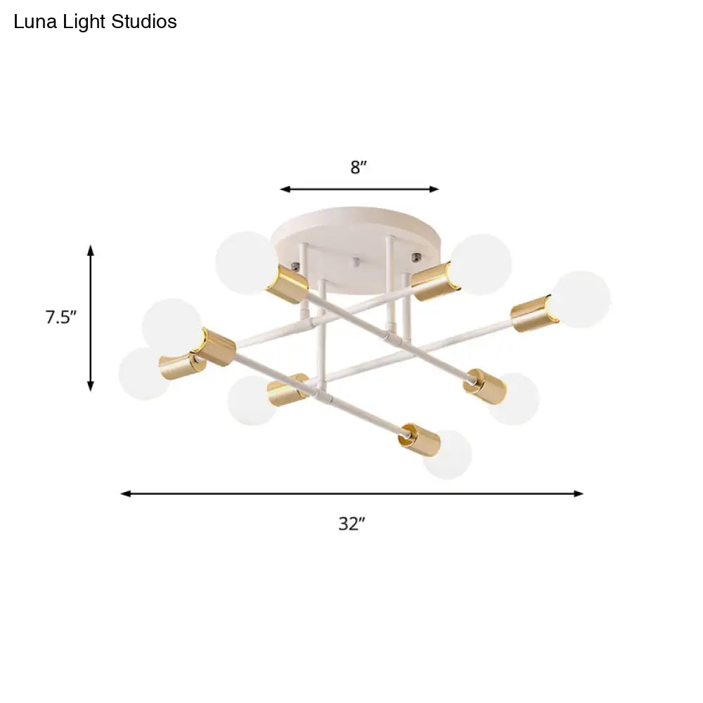 Modern Stacked Linear Ceiling Light: Energy Saving Semi Flushmount For Hotels