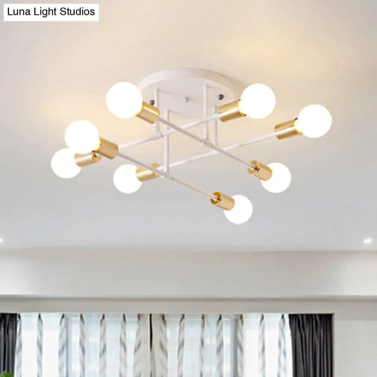 Modern Stacked Linear Ceiling Light: Energy Saving Semi Flushmount For Hotels