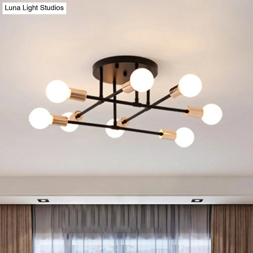 Modern Stacked Linear Ceiling Light: Energy Saving Semi Flushmount For Hotels