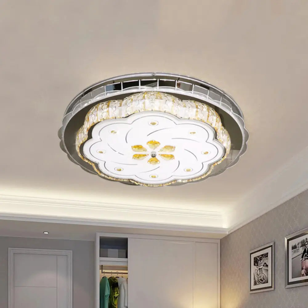 Modern Stainless - Steel Ceiling Light With Cut Crystal Blocks And Led Lighting Fixture