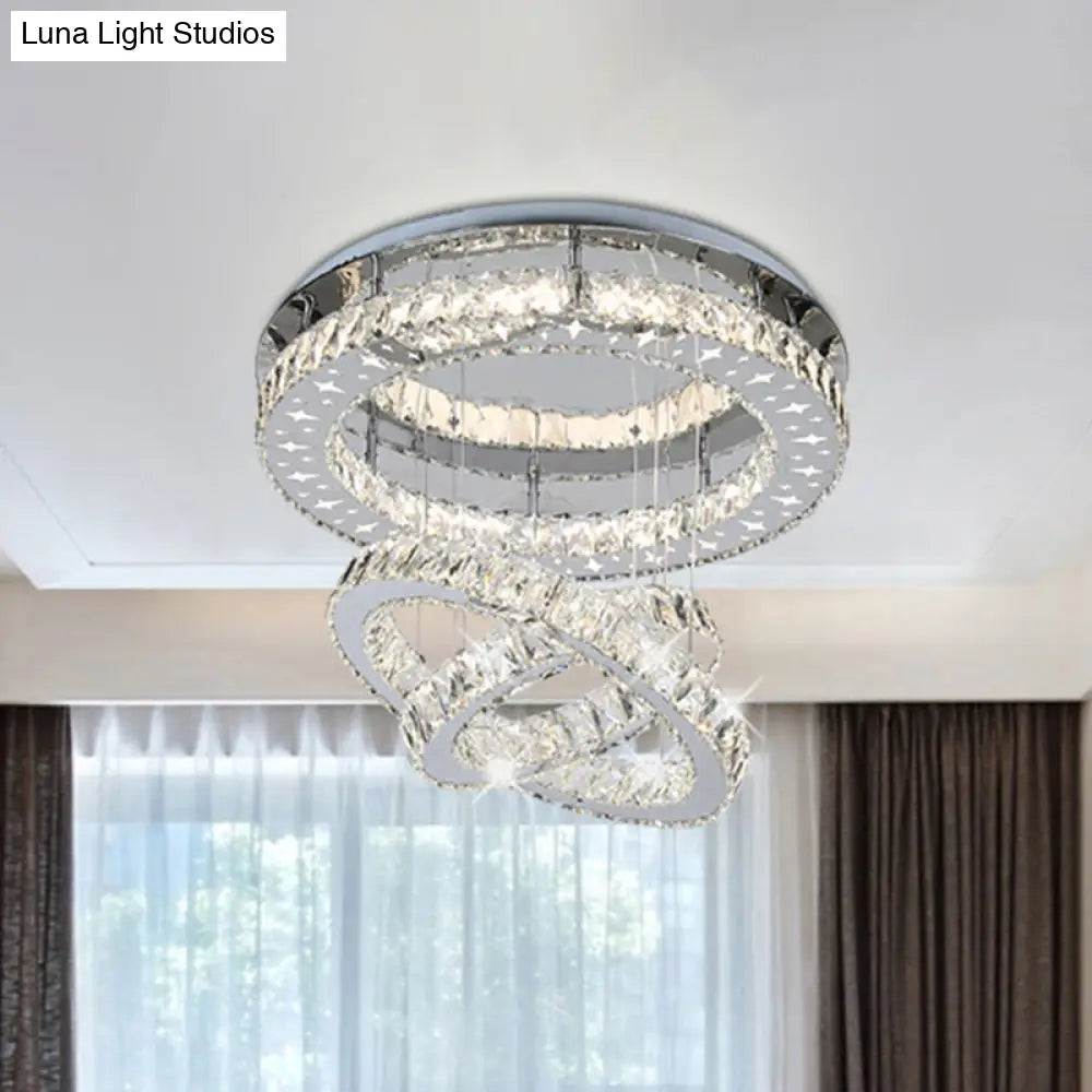 Modern Stainless Steel Crystal Bedroom Led Semi Flush Mount Ceiling Light