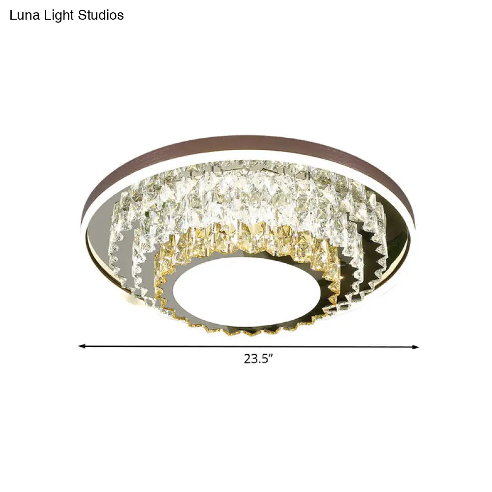 Modern Stainless - Steel Crystal Led Ceiling Light With Tiered Circle Design