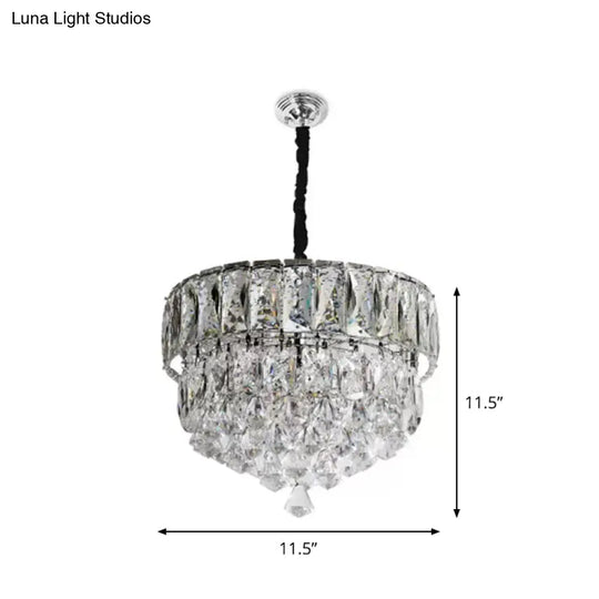 Modern Stainless Steel Crystal Led Pendant Light - Beveled Cut Round/Square Tiers