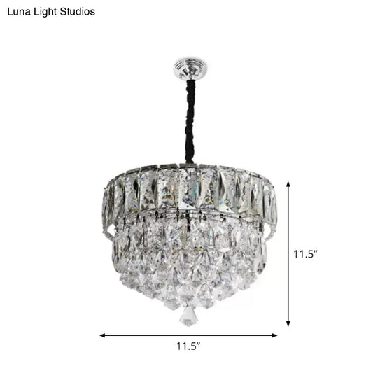 Modern Crystal Led Hanging Light Fixture With Stainless Steel Tiers