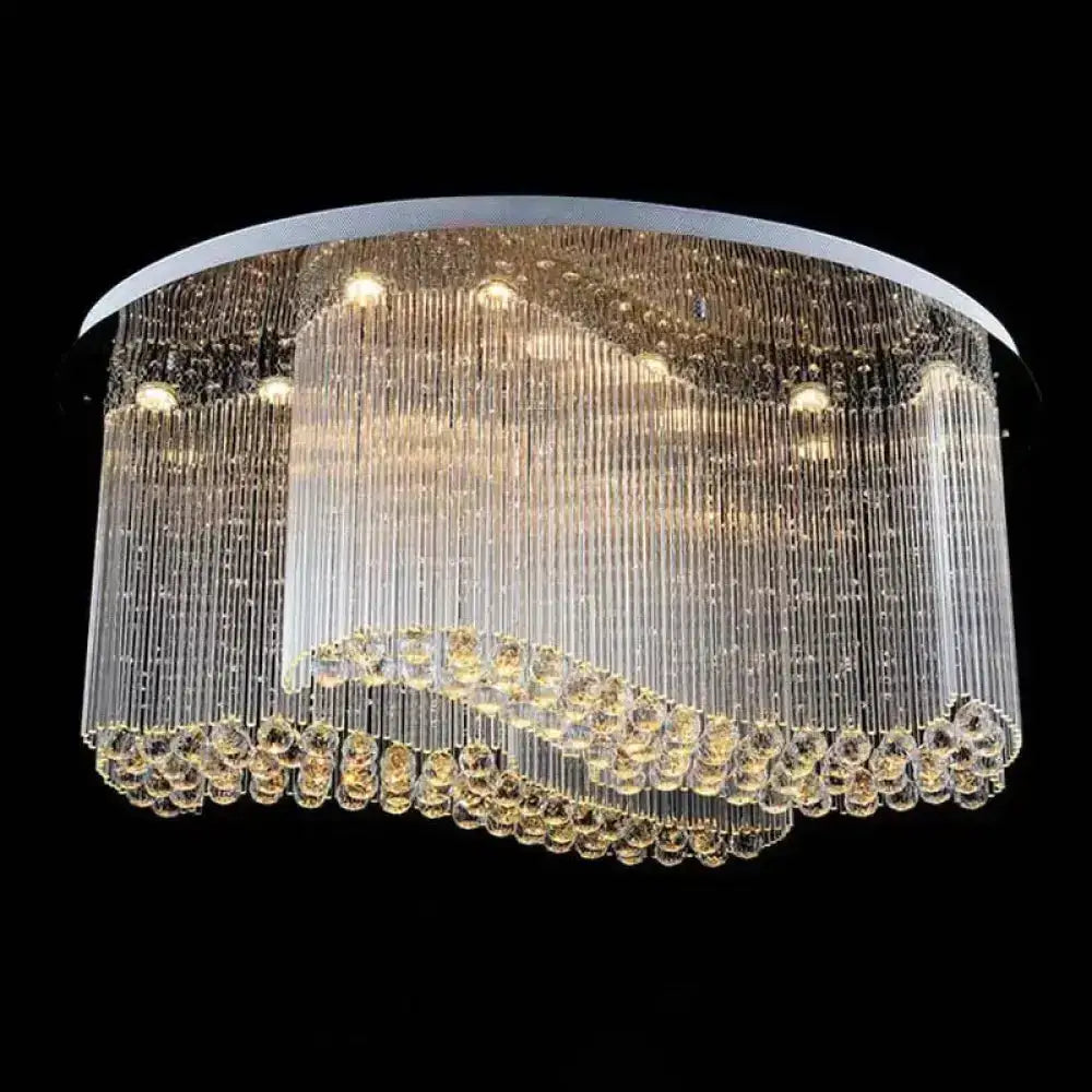 Modern Stainless Steel Crystal Scroll Flush Mount Ceiling Fixture - Led Flush-Mount Light For