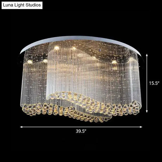 Modern Stainless Steel Crystal Scroll Flush Mount Ceiling Fixture - Led Flush-Mount Light For