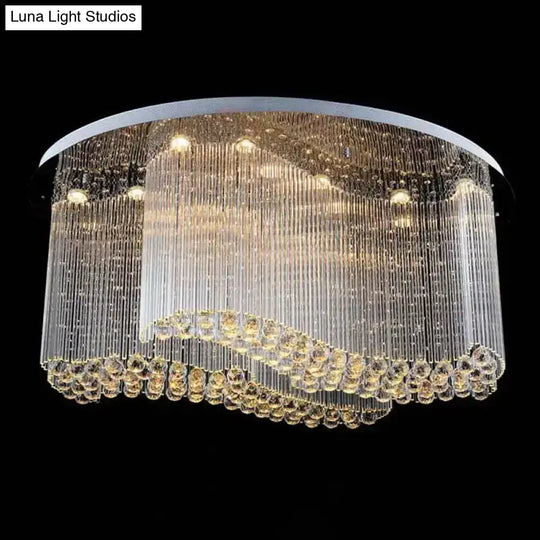 Modern Stainless Steel Crystal Scroll Flush Mount Ceiling Fixture - Led Flush-Mount Light For