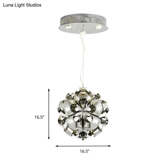 Modern Stainless Steel Flower Chandelier Pendant Light Fixture For Bedroom - 4 Lights