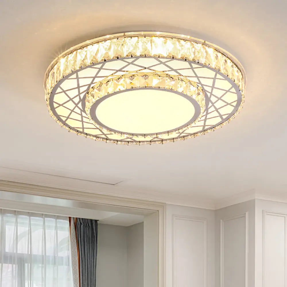 Modern Stainless - Steel Led Crystal Flush Ceiling Mount Light Fixture For Bedroom