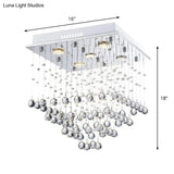 Modern Stainless Steel Pyramid Crystal Ceiling Light With 5 Bulbs – Flush Mount For Living Room