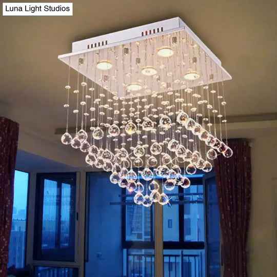 Modern Stainless Steel Pyramid Crystal Ceiling Light With 5 Bulbs – Flush Mount For Living Room