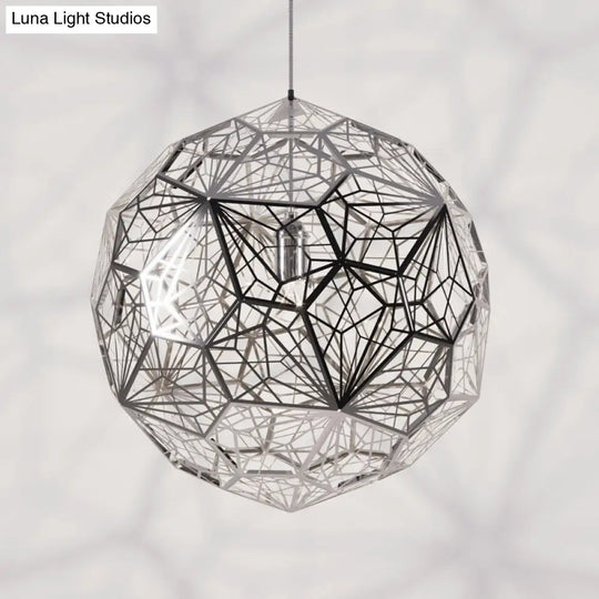 Modern Stainless Steel Rose Gold/Chrome Pendant Lighting: Stylish Hollowed Wire Sphere Design