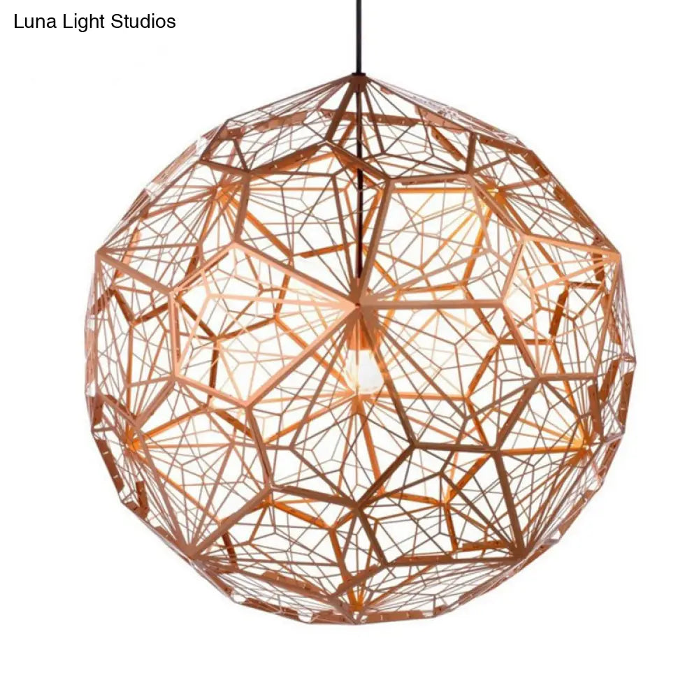 Modern Stainless Steel Rose Gold/Chrome Wire Sphere Pendant Light - Stylish Hanging Lamp Kit
