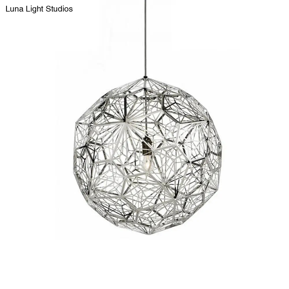 Modern Stainless Steel Rose Gold/Chrome Wire Sphere Pendant Light - Stylish Hanging Lamp Kit