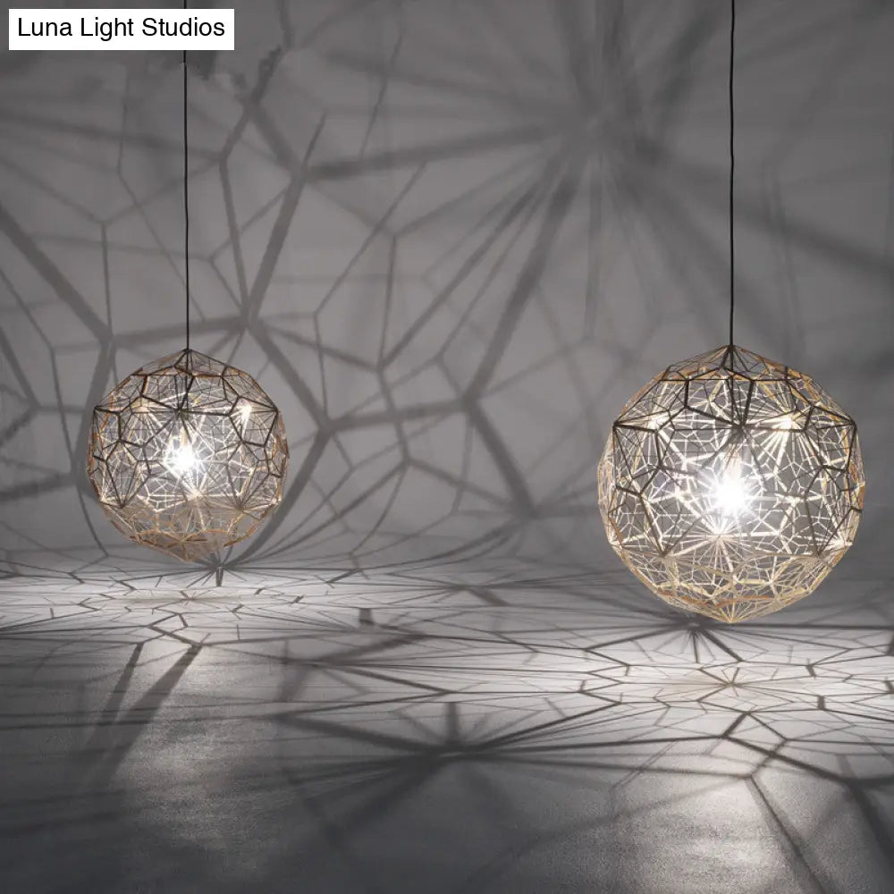 Modern Stainless Steel Rose Gold/Chrome Wire Sphere Pendant Light - Stylish Hanging Lamp Kit