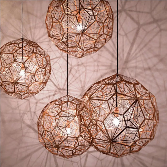 Modern Stainless Steel Rose Gold/Chrome Wire Sphere Pendant Light - Stylish Hanging Lamp Kit Gold