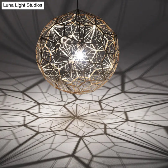 Modern Stainless Steel Rose Gold/Chrome Pendant Lighting: Stylish Hollowed Wire Sphere Design