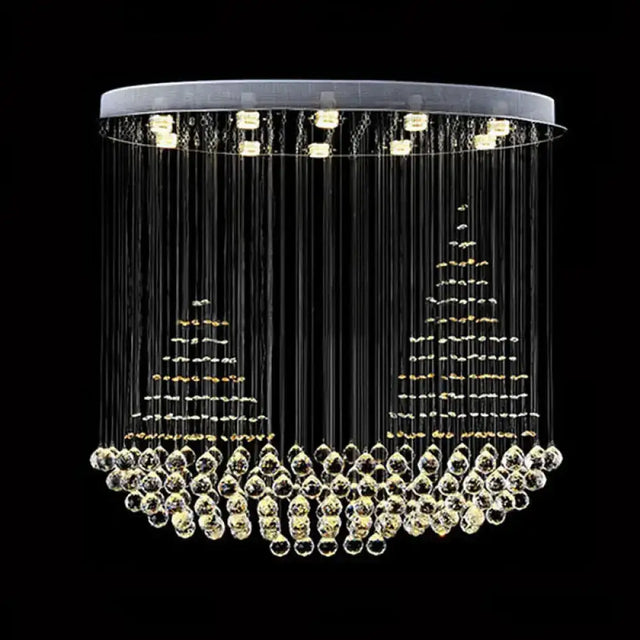 Modern Stainless Steel Sailboat Crystal Ceiling Flush Mount Lamp With 10 Lights For Living Room