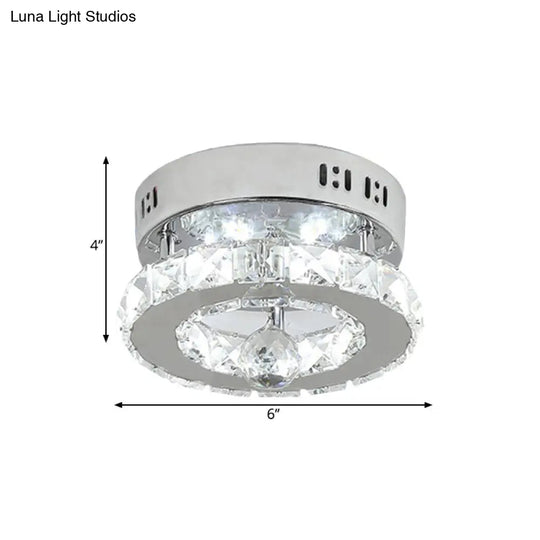Modern Stainless-Steel Semi Flush Led Lighting Fixture With White/Warm Light And Clear Beveled