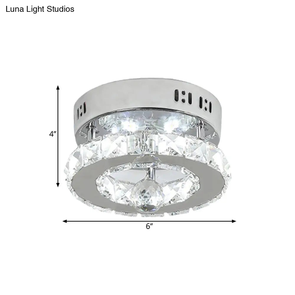 Modern Stainless - Steel Semi Flush Led Lighting Fixture With White/Warm Light And Clear Beveled