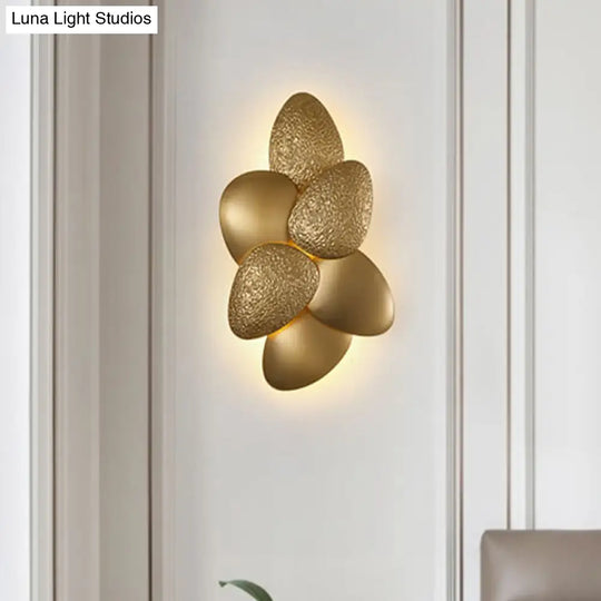 Modern Stainless Steel Squama Wall Light With Gold Accents - 3/6 Lights Bedroom Sconce Fixture