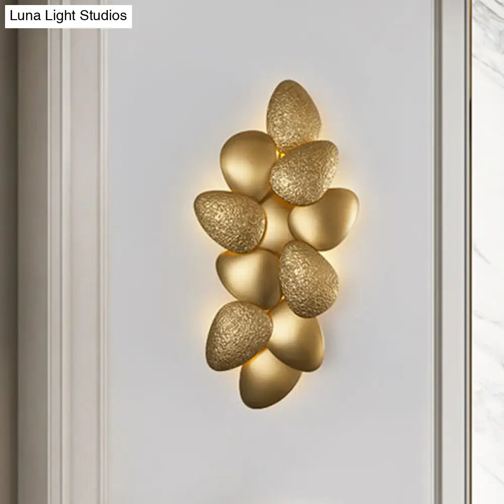 Modern Stainless Steel Squama Wall Light With Gold Accents - 3/6 Lights Bedroom Sconce Fixture